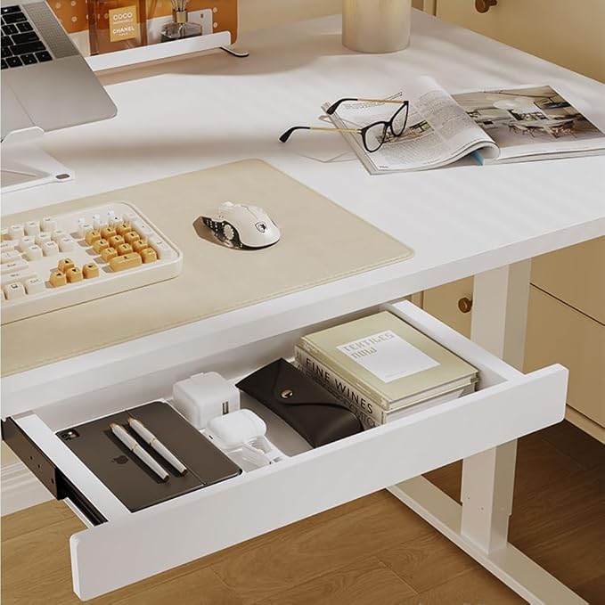 Under Desk Mounted Sliding Drawer to pull out, Attachable Desk Pencil Drawer Ball-Bearing Slides (White)
