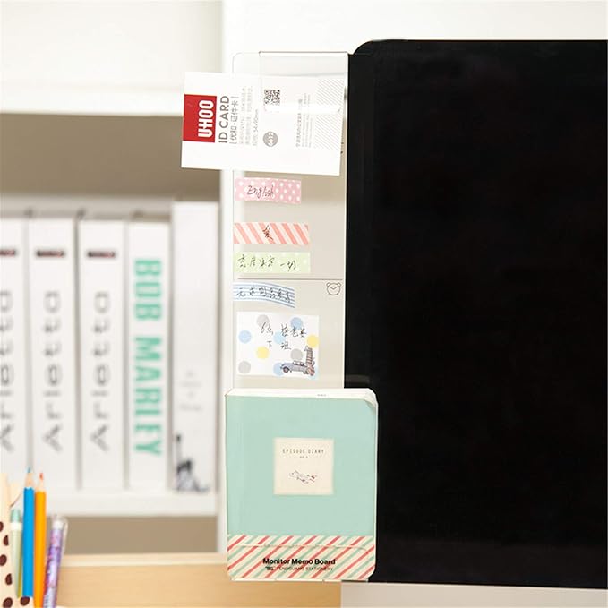 MINSA Fashion Multifunction Utility Acrylic Transparent Computer Monitors Side Panel/Memo Pads/Message Boards/Sticky Boards for Computer Screen, 1 Set (Left & Right) (Phone Holder)