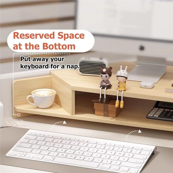 Laptop Stand for Desktop Computer, Corner Monitor Stand for Desk, Office Desk Accessories and Organizer, Multifunctional Space-Saving Corner Desk Shelf(White)