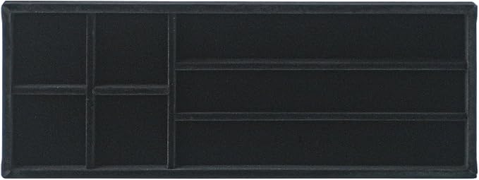 Divided Drawer Organizer Tray, Velvet Jewelry Storage Tray, Necklace Bracelet Ring Earring Display Tray,Bedside Nightstand Desk Holder Tray for Phone Watch Sunglasses Cosmetics Storage/Black/7grid