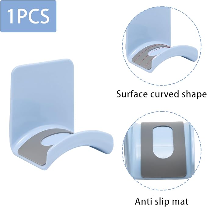 1Pcs Blue ABS Plastic Headphone Stand Hanger, Table Wall Mount Headset Holder Hook, Adhesive Earphones Hangers for Desk Headphone Hanger, Most Headphones and Controller
