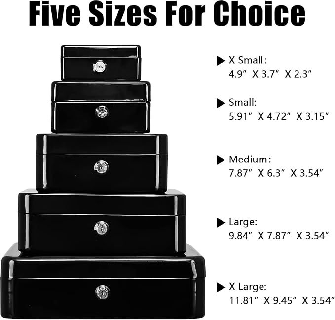 KYODOLED Metal Cash Box with Money Tray and Lock,Money Box with Cash Tray,Cash Drawer,11.81"x 9.45"x 3.54" Black X Large