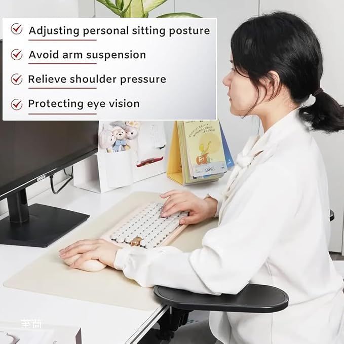 Ouliget Arm Rest Support for Desk,180° Rotating Adjustable Computer Desk Armrest Extender,Desk Arm Wrist Rest Shelf Ergonomic Fatigue Relief Arm Rest