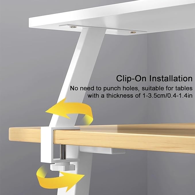 Clamp On Desktop Bookshelf, Versatile Desktop Shelf, Organizer Table Shelf, Computer Desk Heightening Shelves, C-Clamp Design with Rubber Pad, for Table Accessories(White,40cm/16in)