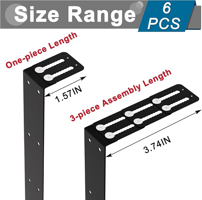 6 Pcs Cubicle Shelf Hanger Extenders - Desk Shelf Extension Fit for Office Workstation Width Extension, Metal Cubicle Storage Hangers Expanders for Office Organization (Black)