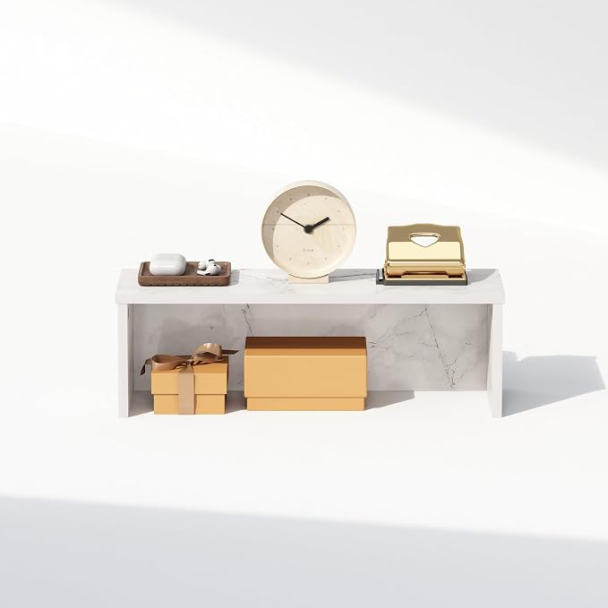 Furinno Classic Desk Organizers and Accessories, 18-Inch Desk Organizer, Desktop Organizer, for Office Supplier, Office Desk Accessories, Marble White