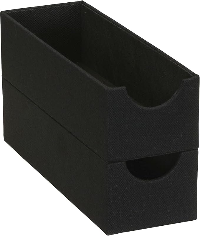 Household Essentials Hard‑Sided Narrow Drawer Organizer Tray, Black, Set of 2