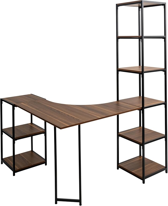 CB Home Square Corner Desk w/6-Tier Tower - Modular Shelving System Customizable with 30+ Free Combinations- Contract Grade Quality