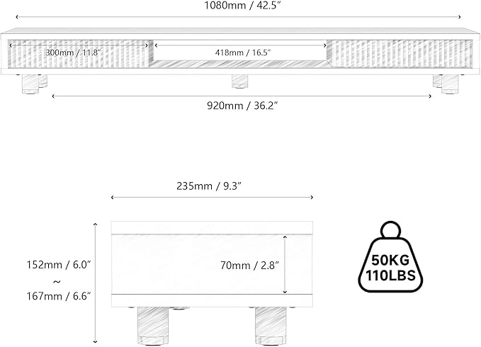 Fenge Dual Monitor Stand, 42.5inch Long Monitor Stands Riser for 2 Monitors, Glass Sliding Door with Storage Organizer Stand for Desk, 2 Tier Desk Shelf for Laptop, Pc, Printer, Computer, TV