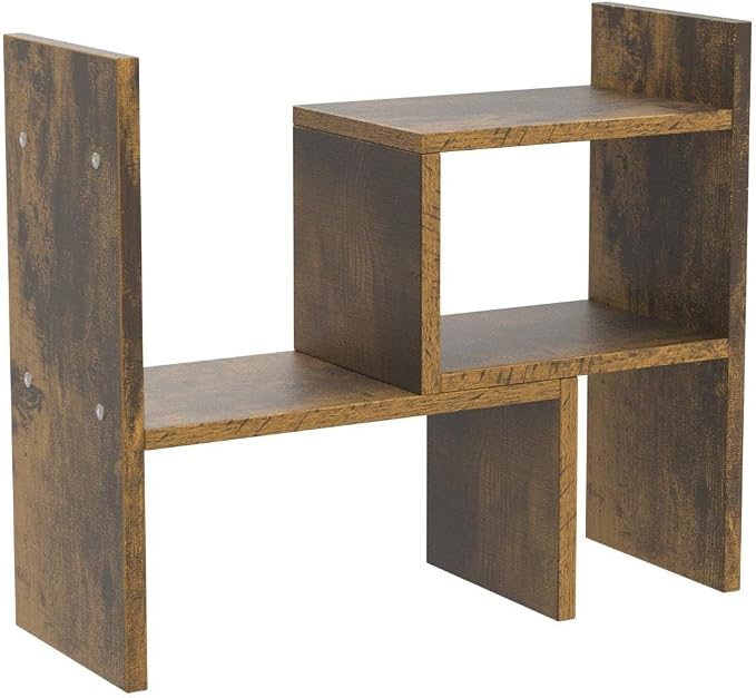Jerry & Maggie - Desktop Organizer Office Storage Rack Adjustable Wood Display Shelf, Birthday Gifts Toy Home Decor Free Style Rotation Display True Natural Stand Shelf (Natural Wood Tone)