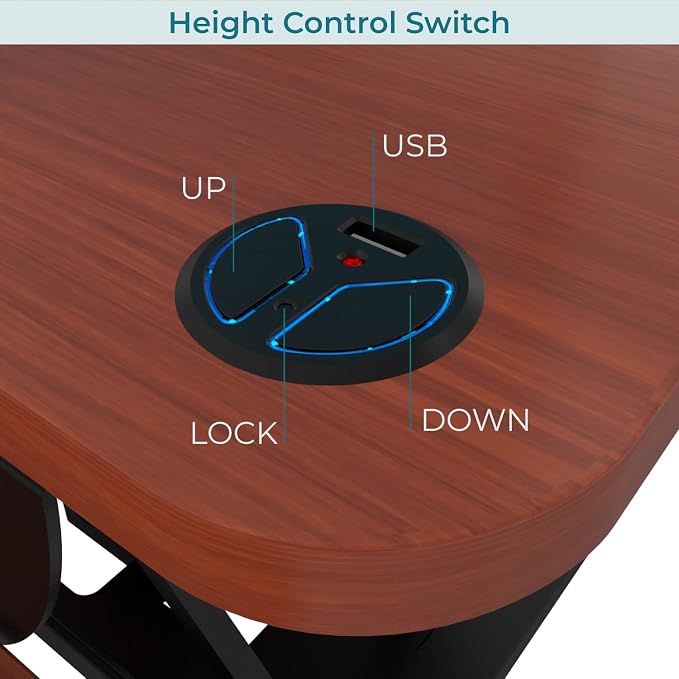 PowerPro 40 Inch Electric Standing Desk Converter – Push-Button Height Adjustable Sit to Stand Desk Riser for Triple Monitors & Laptop – Motorized Desktop Workstation with Wide Keyboard Tray