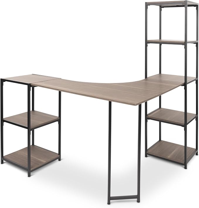 CB Home Square Corner Desk w/5-Tier Tower - Modular Shelving System Customizable with 30+ Free Combinations- Contract Grade Quality