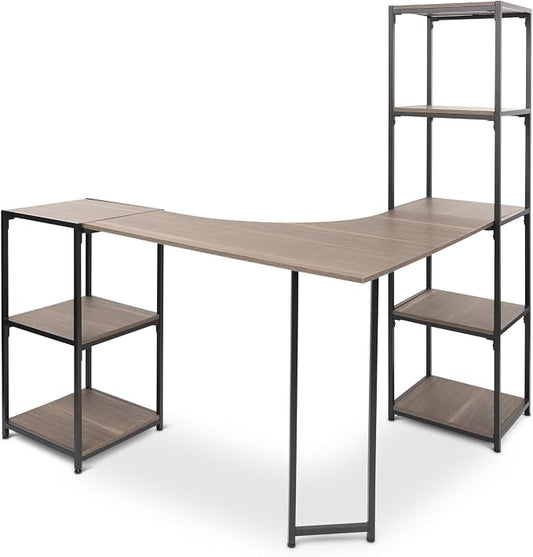 CB Home Square Corner Desk w/5-Tier Tower - Modular Shelving System Customizable with 30+ Free Combinations- Contract Grade Quality