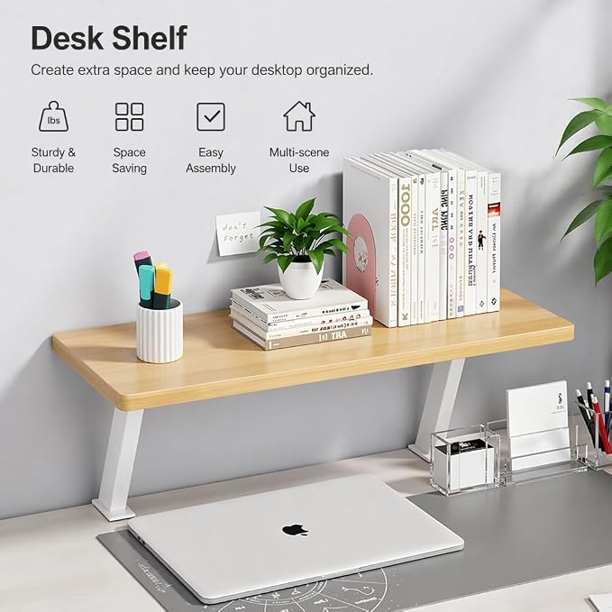 25.98'' x 9.84 ''Desktop Extender Suitable for Ergonomic Computer Monitors and Laptop risers -Floating Desktop Organizer with Clip-on Base (White)