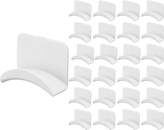 Wonderjune 24 Pcs Headphone Wall Hangers Adhesive Gaming Headset Holder Hooks for Wall Mount Strong Universal Stand Hooks for Most Headphone Controller, Hat, Baseball Caps, Door, Closet (White)