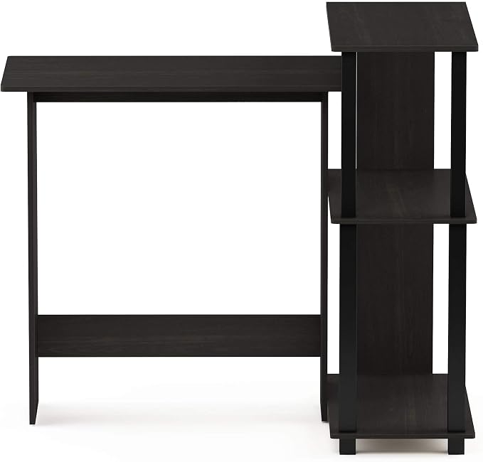 Furinno Abbott Corner Computer Desk with Bookshelf, Espresso/Black