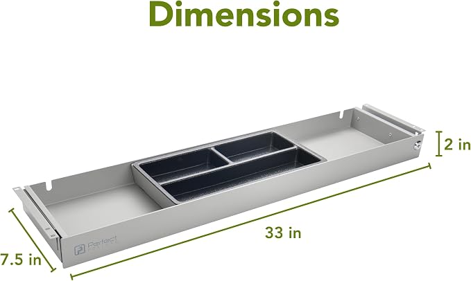 PERFECT POSTURE Under Desk Storage Drawer With Lock – Slim Pen & Pencil Drawer for Regular & Sit-Stand Standing Desks, Gray (7.5" x 33")