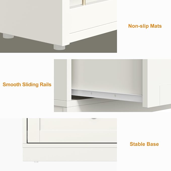 FansaFurn 67" Extendable Corner Vanity Desk, 3 in 1 Makeup Table with Rotatable Tabletop, 3 Side Shelves & 6 Drawers, L-Shaped Vanity Table and Dresser Combo for Bedroom, Dressing Room, White
