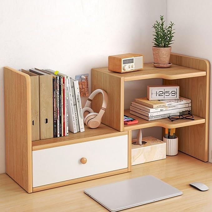 Customizable Multi Layer Desk Organizer for Home, Office Organizers and Storage, Corner Bookshelf on The Desk (Color : Right corner with 1 door, Size : Yellow)