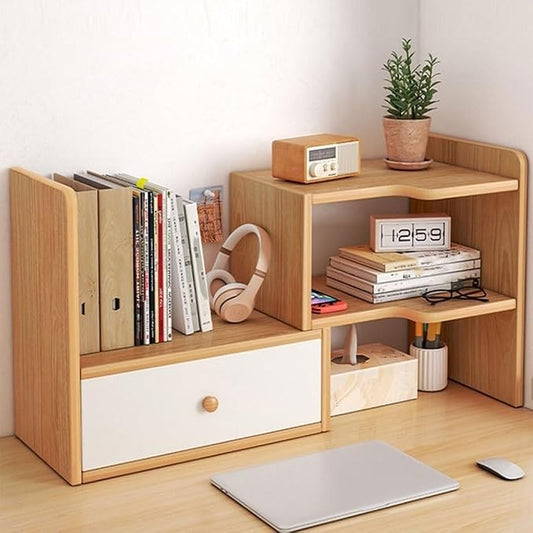 Customizable Multi Layer Desk Organizer for Home, Office Organizers and Storage, Corner Bookshelf on The Desk (Color : Right corner with 1 door, Size : Yellow)