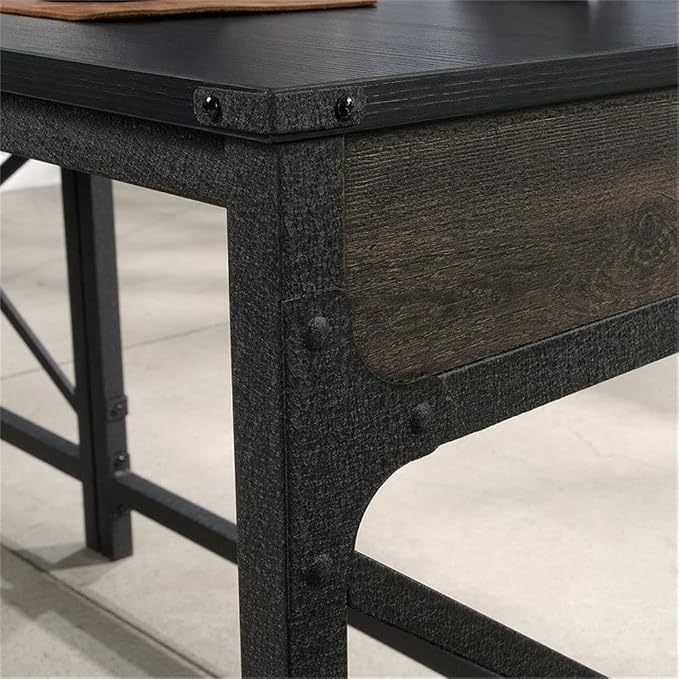 Sauder Foundry Road Engineered Wood/Metal 42" Desk Return in Carbon Oak