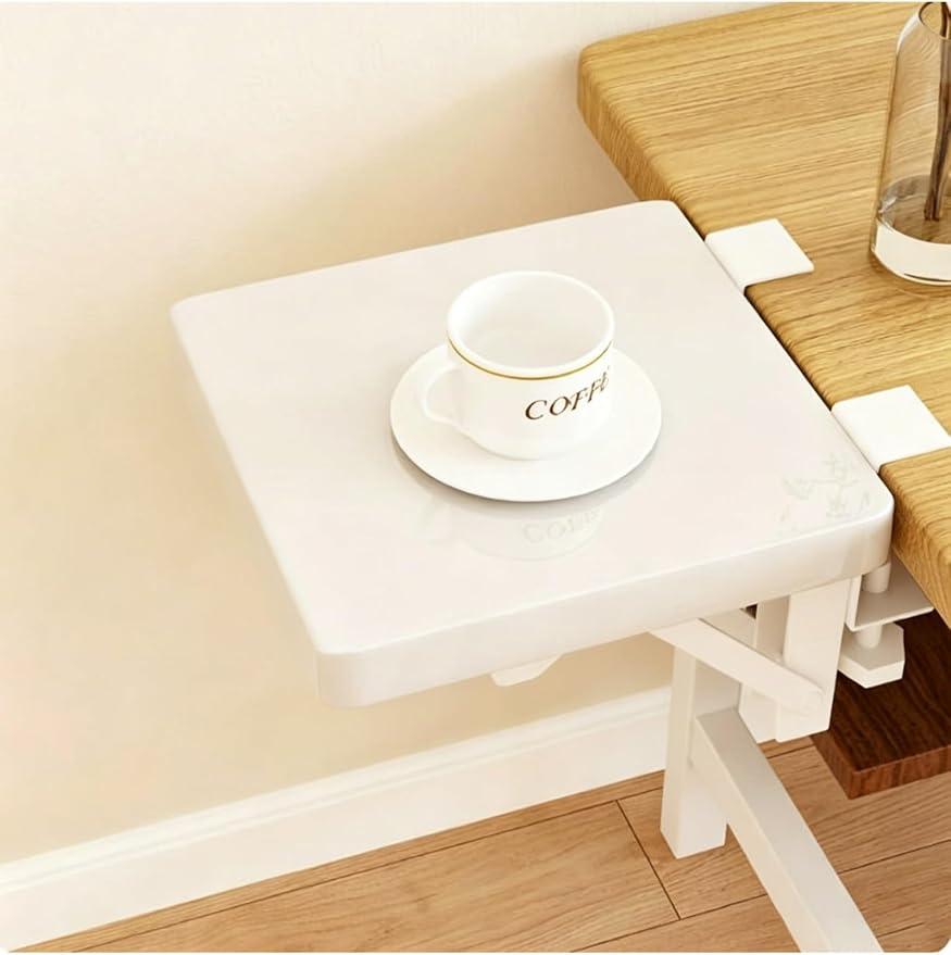 Clamp-on Laptop Desk Extender, Space-Saving Side Table for Monitors & Keyboards, Office Width Expander (Black-Milk, 17.5x25cm) Milk-Milk 50x25cm