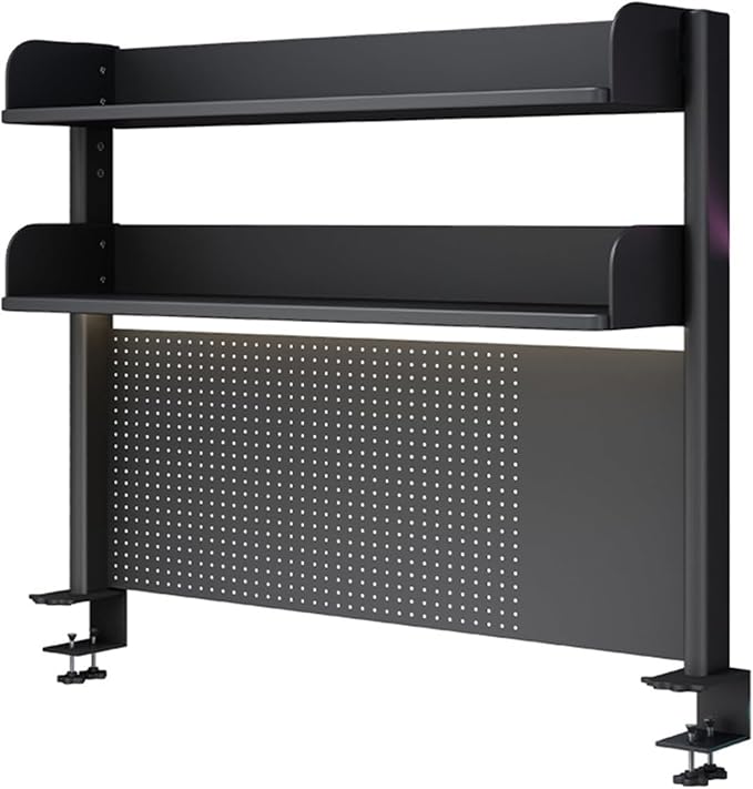 Clamp On Desk Organizer Shelf, Desk Extender Pegboard Workstation,Computer Desk Accessories for Office, Privacy Panel for Gaming Desk,Clamp-on 23.6/31.5/39.3in Desktop Shelving System, Black (Size :