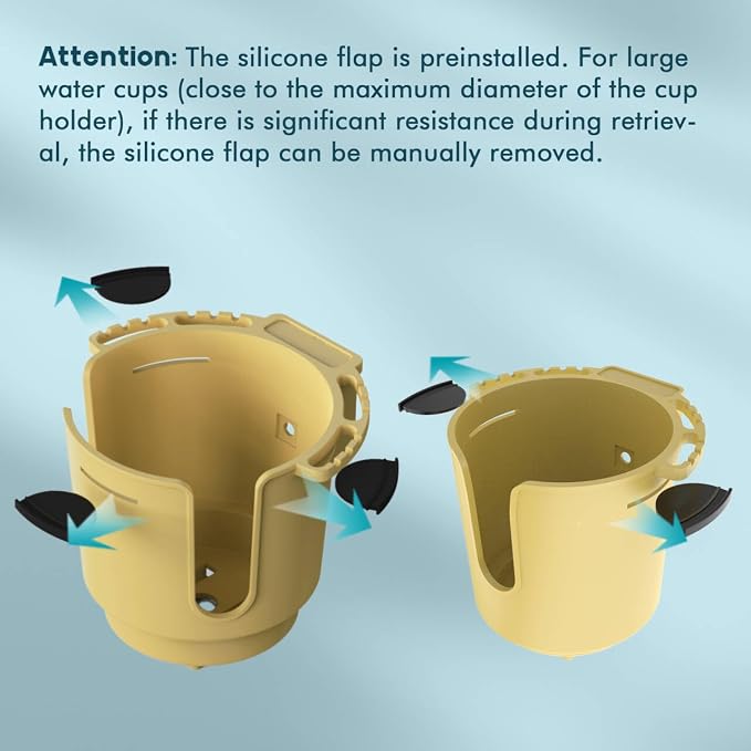 Desk Cup Holder with Headphone Hanger, Clip on Cup Holders for Desks with Spill-Proof Cup Design, Easy to Install, Enough to Hold 8-28OZ Coffee Cups, Water Bottles. (Yellow, Large)