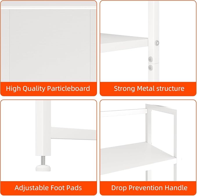 Desk Shelf with Drawer, 41.3" Desktop Organizer Shelf, Desk Hutch for Computer Monitor Max 32", 3 Tier Desktop Display Rack, Wooden Desk Top Bookshelf Storage Rack for Home Office Dorm, White