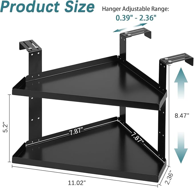 Office Cubicle Shelf Cubicle Storage Organizer Cubicle Accessories Height Adjustable Cubicle Corner Shelf with Adjustable Hooks