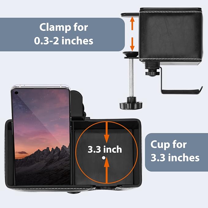 Desk Cup Holder Clip on Pen Holder Headphone Hanger Headset Stand Rotatable Clamp Hook Under Desk (Black)