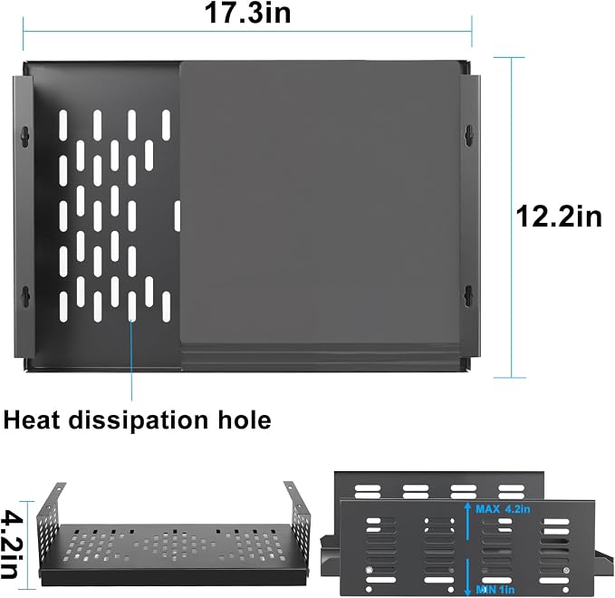 Adjustable Under Desk Mount for Small Form Factor SFF Computers and PCs, Product Using Space 17.3" x H 6" x D 12", Compatiblet with PlayStation 4(6 inch High)
