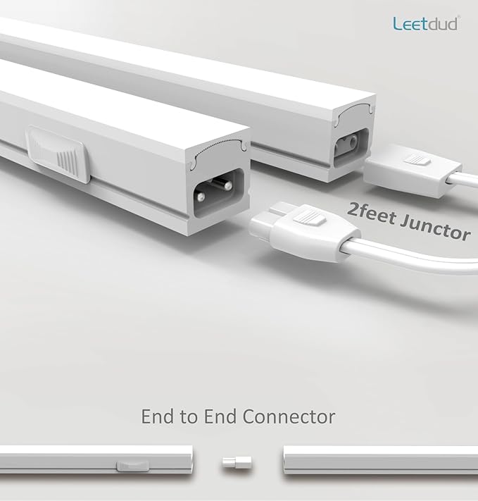 Leetdud Under Cabinet Lighting Plug in, 12 Inch 2 Pcs, Linkable AC120V 3CCT 3000K/4000K/5000K Ultra Slim, LED Under Cabinet Lights for Counter Light, Kitchen, Shelf, Sink, Workshop, Desk，White