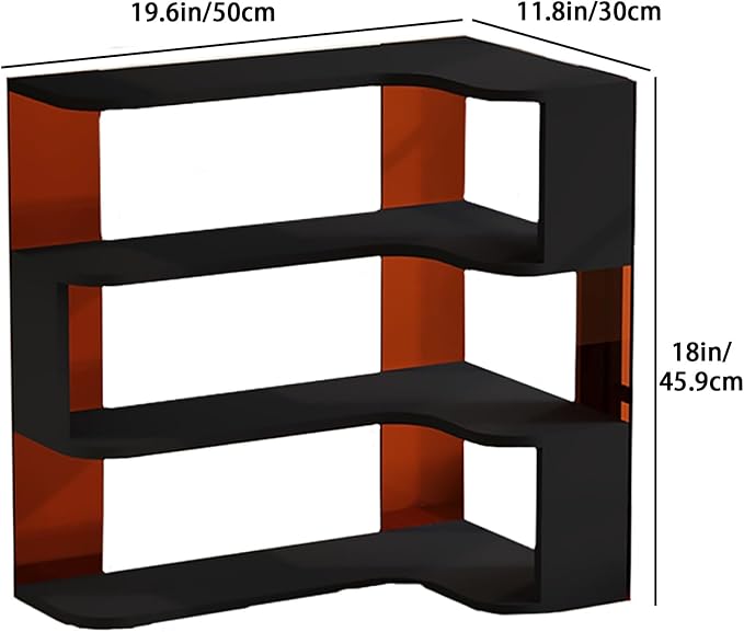 Desktop Organizer Shelf, Multi-Tier Space Saving Bookshelf with Corner Storage Design, Wooden Desk Rack, Countertop for Home Office Dorm(Black,19.6 * 11.8 * 18in)
