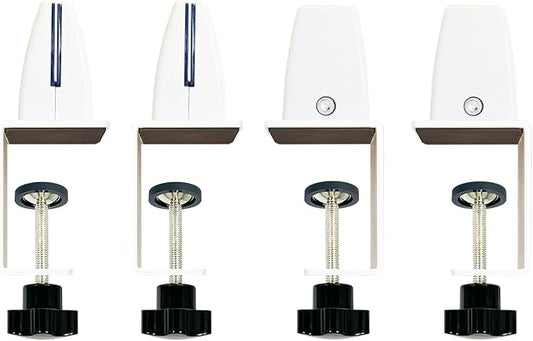 Desk Divider Clamp For 1/8" To 0.51" Panel, Adjustable Desk Partition Clamp For 0.32" To 2.04" Desktop, Standing Desk Accessories For Desk Privacy Folders, White Sneeze Guard Holder 4-pack
