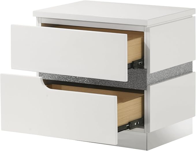 New Classic Furniture Paradox Wood 2-Drawer Nightstand, White