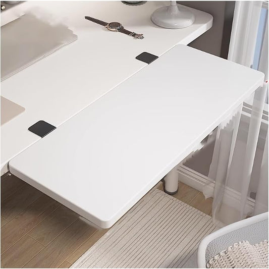 Ergonomic Desk Extender Tray, Clamp-on Kitchen & Office Table Extension, Computer Armrest Stand, Gap Rack for Home & Workspace, Enhance Comfort & Productivity White L15.7*W9.4in