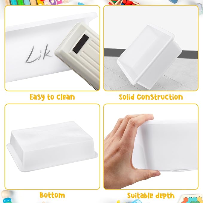Hoteam 10 Pcs Flat Storage Organizer Tray Bin Paper Tray for Classroom Plastic Stackable File Organizer for School Office Teacher Book Organization(White,13.78 x 9.84 x 3.15 Inch)