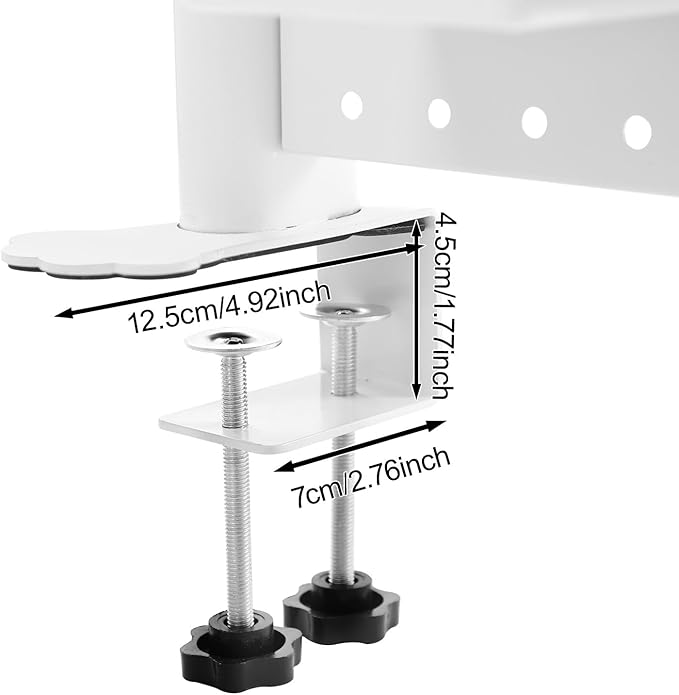 Clamp-On Pegboard Desk Organizer, 2-Tier Clamp On Desk Shelf with Hooks, Office Accessory Organizer for Books, Office Supplies & DIY Storage, 16.5lbs Capacity, 39.37" x 37.4", White