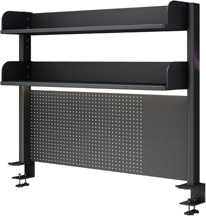 Clamp On Desk Organizer Shelf, BLACK Desk Extender Pegboard Workstation,Computer Desk Accessories for Office, Privacy Panel for Gaming Desk,23.6/31.4/39.3in Desktop Shelving System (100cm/39.3in)