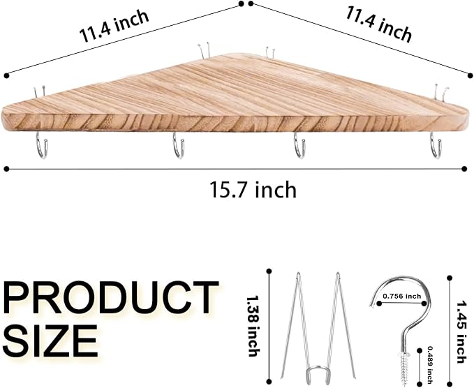 Cubicle corner shelf with hook：3pcs 16.5in wood triangle cubicile hanging shelves organization accessories fabric walls organizer for use in office cubicles office stylish decoration for women's desks