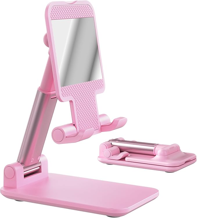 Phone Stand for Desk Cell Phone Holder Stands for iphones, Sakura Pink | Mini, Cute, Portable, Fully Foldable, Under 8" Devices, All Smart phones, Office Accessories