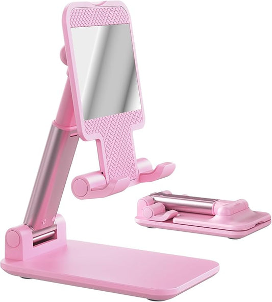 Phone Stand for Desk Cell Phone Holder Stands for iphones, Sakura Pink | Mini, Cute, Portable, Fully Foldable, Under 8" Devices, All Smart phones, Office Accessories