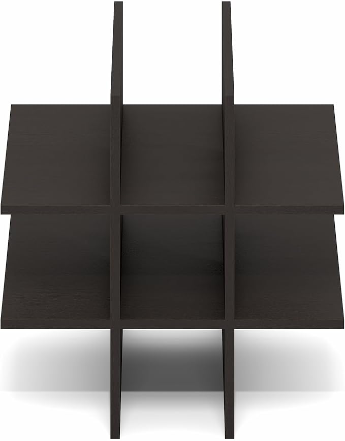 Furinno Cubicle Cube Insert, 9-Compartment Cube Organizer, Geometric Shelf Accessory, Fits into Furinno Triple Thick Cubes, IKEA Kallax, for Organizers and Storage, Black Dark Oak