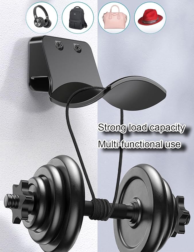 2-Pack Wall Mount Headphone Hanger, Adhesive Screw-in Headset Holder Hook, Under Desk Curved Headphone Stand for Gaming PC, PS5, Xbox Accessories, Black