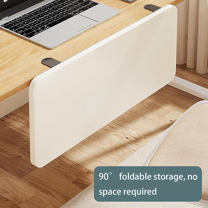 Desk Extender Tray, Punch-Free Clamp on 90° Foldable Keyboard Drawer Tray, Table Mount Armrest Shelf, Computer Elbow Arm Support (White, 19.7"*9.8"*0.5"/50cm*25cm*1.2cm)