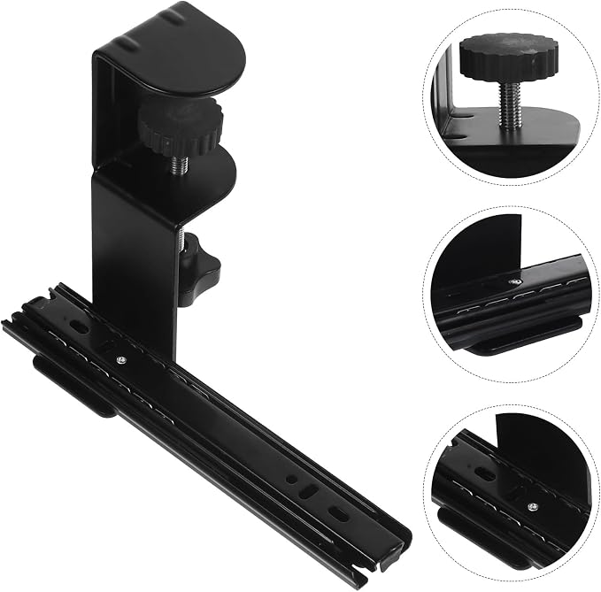 BESTYASH 2 Sets Adjustable Desk Extension Support Bracket with Sliding Rails, Foldable Desktop and Keyboard Shelf, Computer Desk Extender for Office Workspace Organization