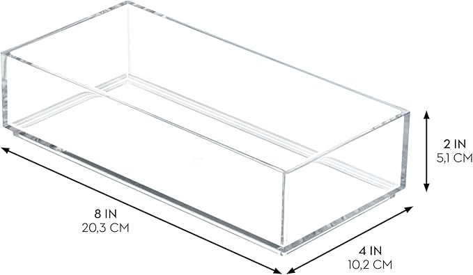 iDesign Stackable Makeup Drawer Organizer, Set of 3, Clear | Vanity Organizer, Desk Organizer