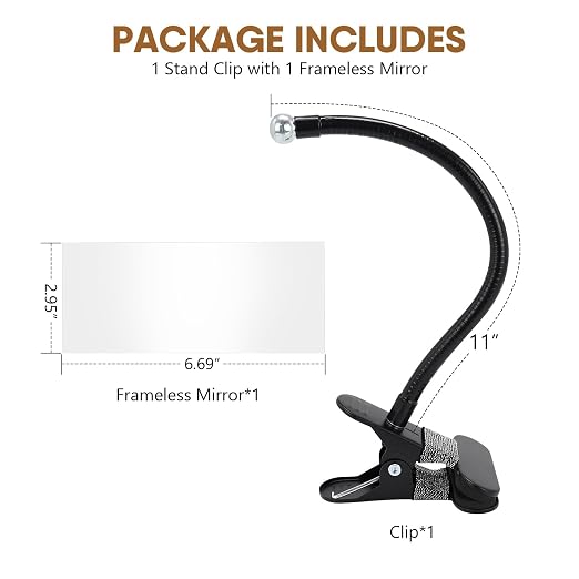 Clip On/Stick-On Office Desk Mirror for Personal Safety Desk Rear View Monitor Computer Cubicle Cabinet Workstation Security Gooseneck Mirror Black (6.69"x2.95" 1 Framed)