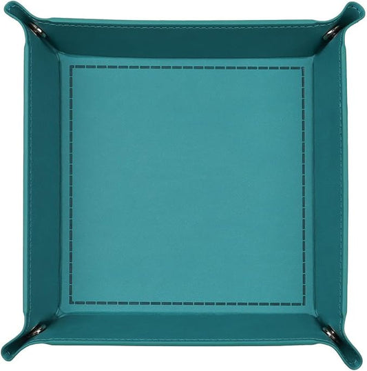 Valet Tray Desktop Storage Organizer – Vegan Leather Catchall Tray Bedside Vanity Tray Nightstand Caddy Holder for Remote Controller, Watch, Keys, Phone, Wallet, Coin, Jewelry, Turquoise